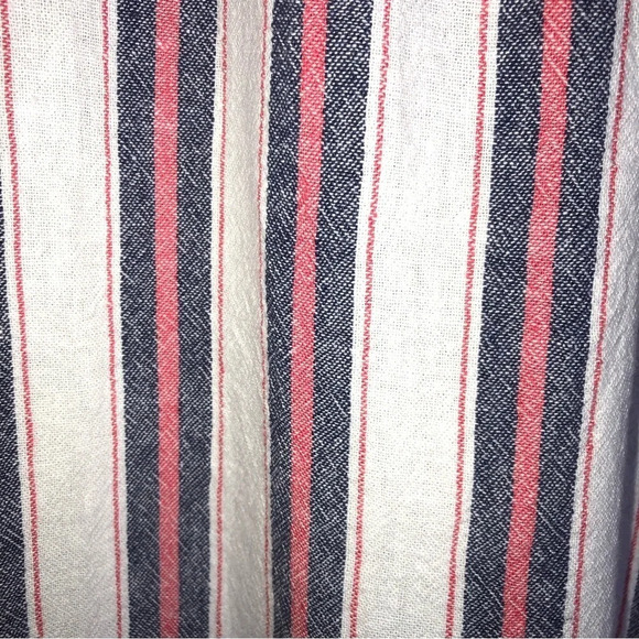For Cynthia Coverup M Striped Blue/Red/White Pockets Hooded  Boho Hippy - Picture 7 of 10